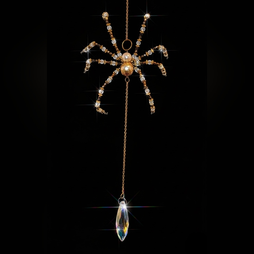 Gold Beaded Spider Wall Decor